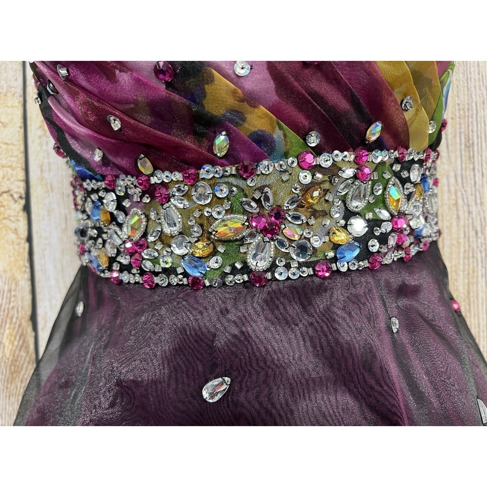 Mori Lee Prom Dress 5/6 Floral Strapless Embellished High Low Y2K HOCO Fairycore - Picture 4 of 10